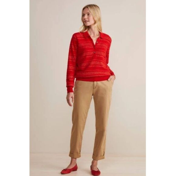 Vineyard Vines 100% Cashmere Red Velvet Shine Stripe Polo Women’s Pullover XXS - Picture 1 of 11